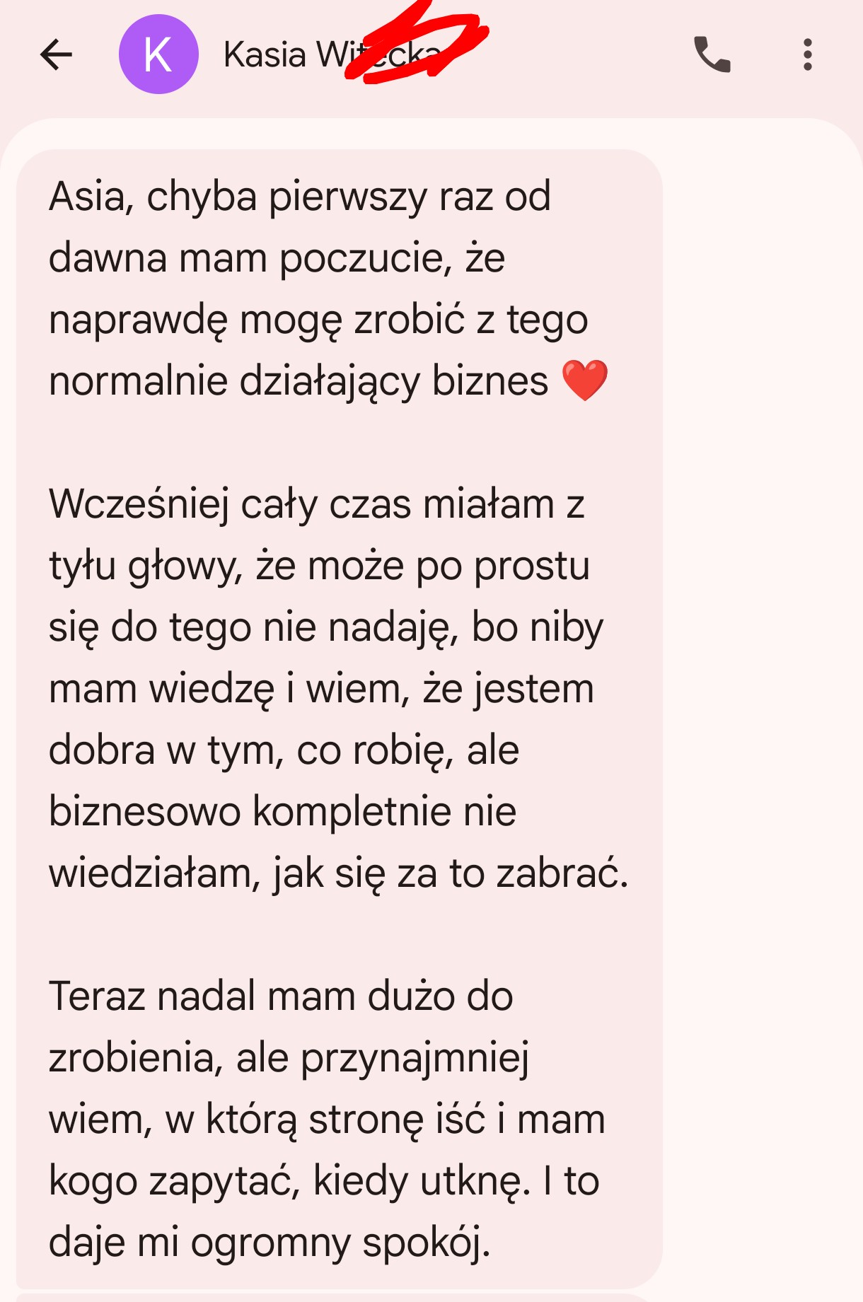 Screen opinii o współpracy z Joanną — 4