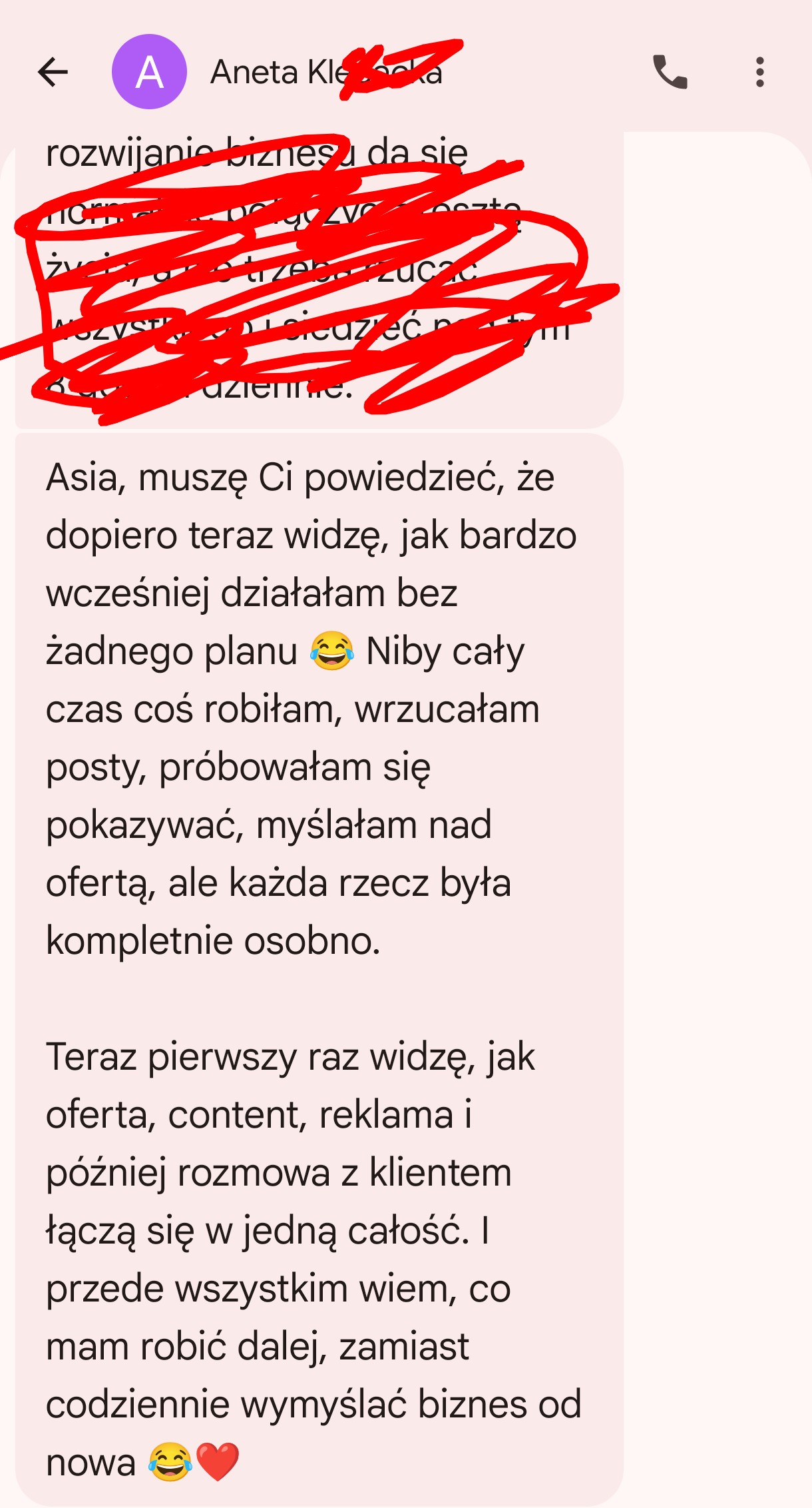 Screen opinii o współpracy z Joanną — 5