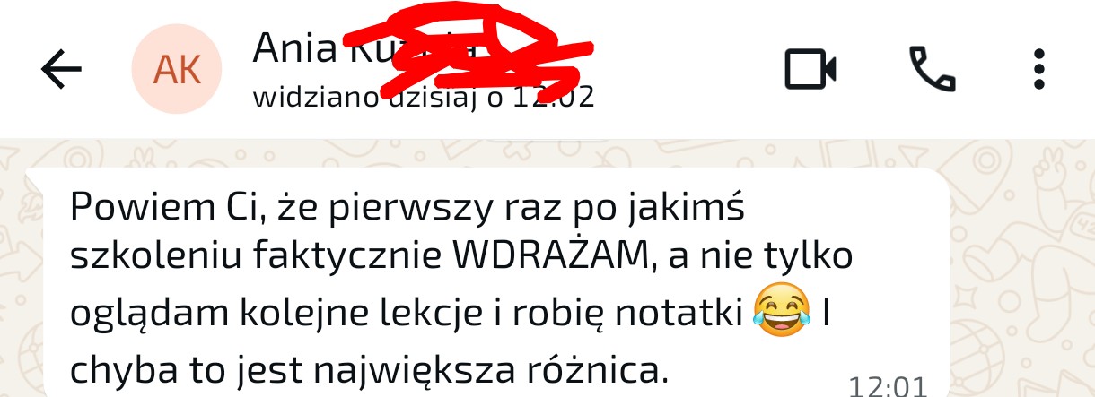 Screen opinii o współpracy z Joanną — 6