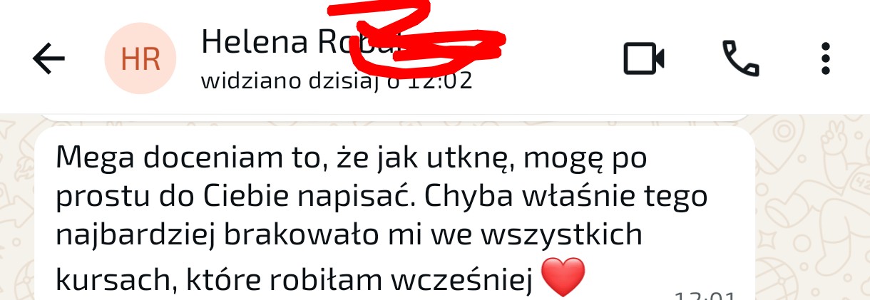 Screen opinii o współpracy z Joanną — 3