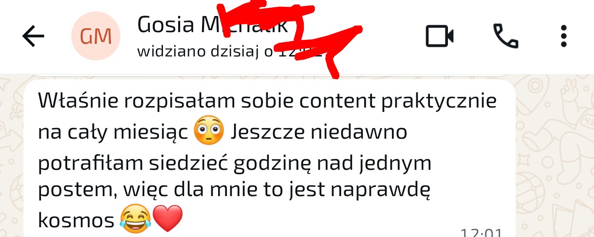 Screen opinii o współpracy z Joanną — 7